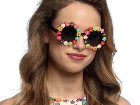 Bunte Flower Power Hippie Brille rund Hot on Sale