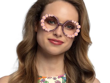 Pink Flower Power Hippie Brille Online